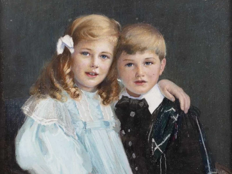 1869-Mary Helen Carlisle - Ritratto di una giovane ragazza e di un ragazzo